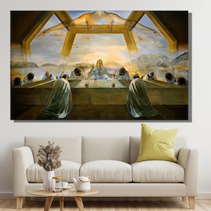 Salvador Dali Last Supper Ready To Hang Canvas,Salvador Dali Exhibition Poster Print Surrealism Art,Dali Mysterious Poster,Salvador Dali Art