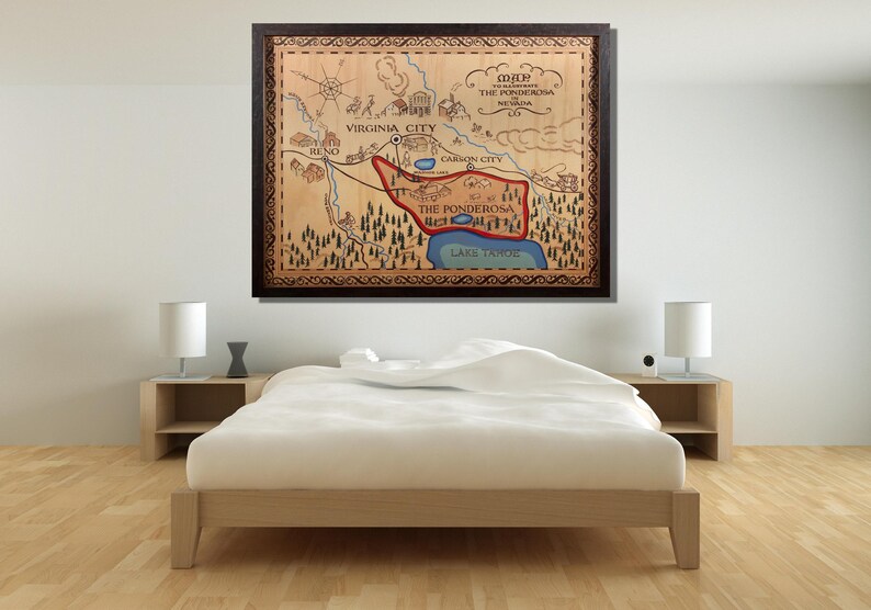 Bonanza Ponderosa Map Canvas Print, Nevada TV Show Art - Etsy