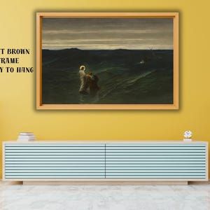 Jesus and Peter on the Water by Gustave Brion Wall Art, Religious Painting, Antique Christian Art Print, Museum Quality Home Decor Poster