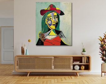 Picasso Woman in Hat Canvas Art Print, Modern Home Decor