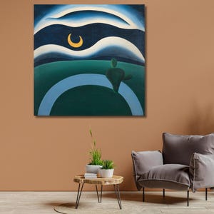 Tarsila do Amaral Lua Canvas Painting – Ready to Hang Brazilian Modern Art – Gift for Surreal, Symbolic and Latin American Art Lovers