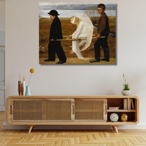 The Wounded Angel Canvas Print by Hugo Simberg, Melancholic Wall Art