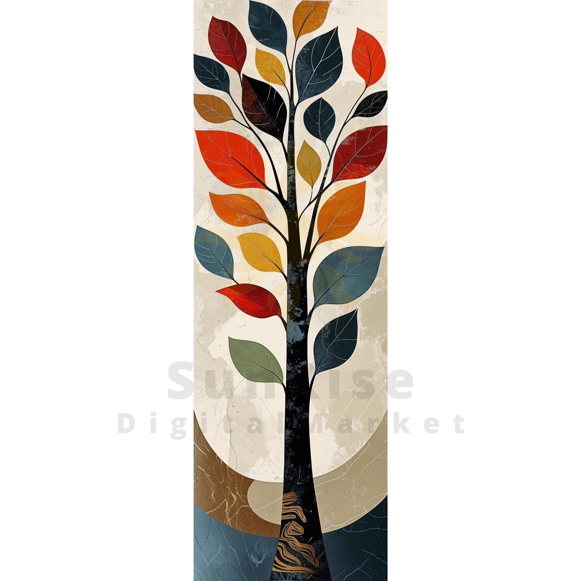 Vertical Abstract Tree Canvas Art, Modern Hallway Decor - Etsy UK