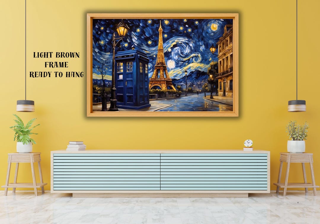 Doctor Who Tardis Van Gogh Style Canvas Art, Tardis Box in Paris ...