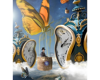 Salvador Dali Leinwanddruck, Zeitreisender Surrealismus Kunst, fertig zum Aufhängen