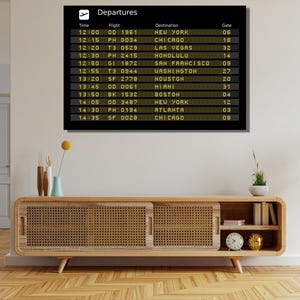 Airport Departures Board Canvas, Travel Wall Art