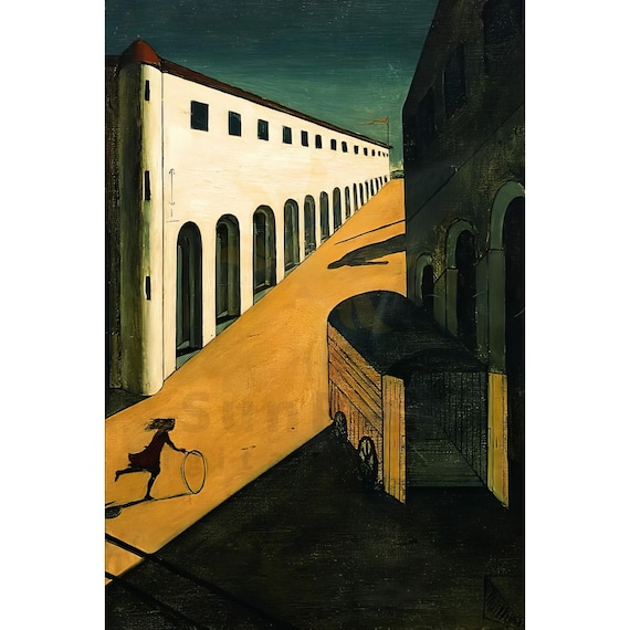 Mystery and Melancholy of a Street Print, Giorgio de Chirico Painting Canvas, Fine Art Print, Museum Quality Canvas, Wall Decor Idea