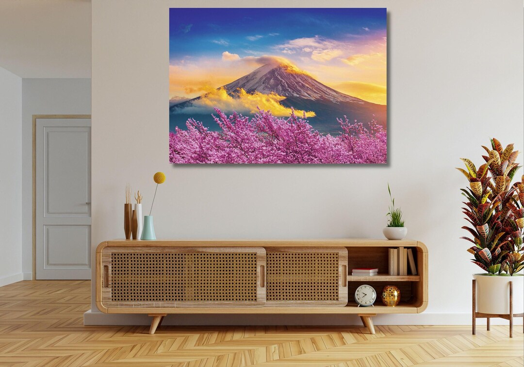Mount Fuji Canvas Print, Sakura Cherry Blossom Wall Art - Etsy