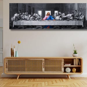 Last Supper Black and White Ready To Hang Canvas,The Last Supper Poster,Leonardo Da Vinci Last Supper,Jesus Christ Last Supper Painting Art