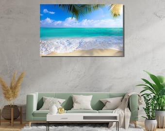 Tropical Beach Canvas Print, Ocean Sea Wall Art, Ready to Hang