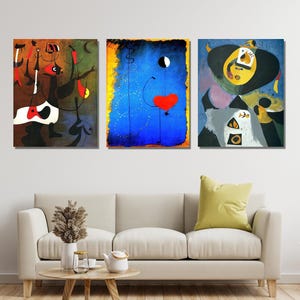 Set of 3 JOAN MIRO Ready To Hang Canvas,1925 by Joan Miro Dancer Exhibition Poster, Joan Miro Print,Surrealism Art,Dancer 1925 CANVAS Print