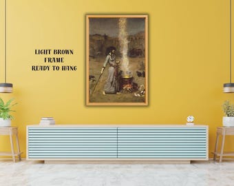 Magic Circle Painting by John William Waterhouse, Framed Canvas Art Print