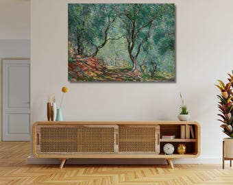 Monet-olijfbomen canvasafdruk, ingelijste vintage muurkunst