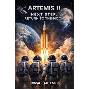 Artemis II Poster - NASA Orion Spacecraft Wall Art - Moon Mission Print - Space Lover Gift