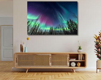 Northern Lights Alaska Canvas Print, Aurora Borealis Wall Art