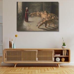 Daniel Answer To The King In The Lions Den By Briton Riviere Canvas Wall Art Briton Riviere Decor Vintage art,Daniel Answer famous art gift