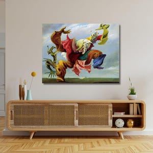 Arte de pared en lienzo El ángel de la chimenea de Max Ernst, impresión El ángel del hogar y del hogar de Max Ernst, arte vintage, pintura surrealista, impresión de Max Ernst