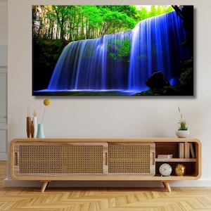 Beautiful waterfall Canvas Wall Art Design,Beautiful waterfall Poster Decor for Home & Office Decoration I POSTER or CANVAS READY to Hang