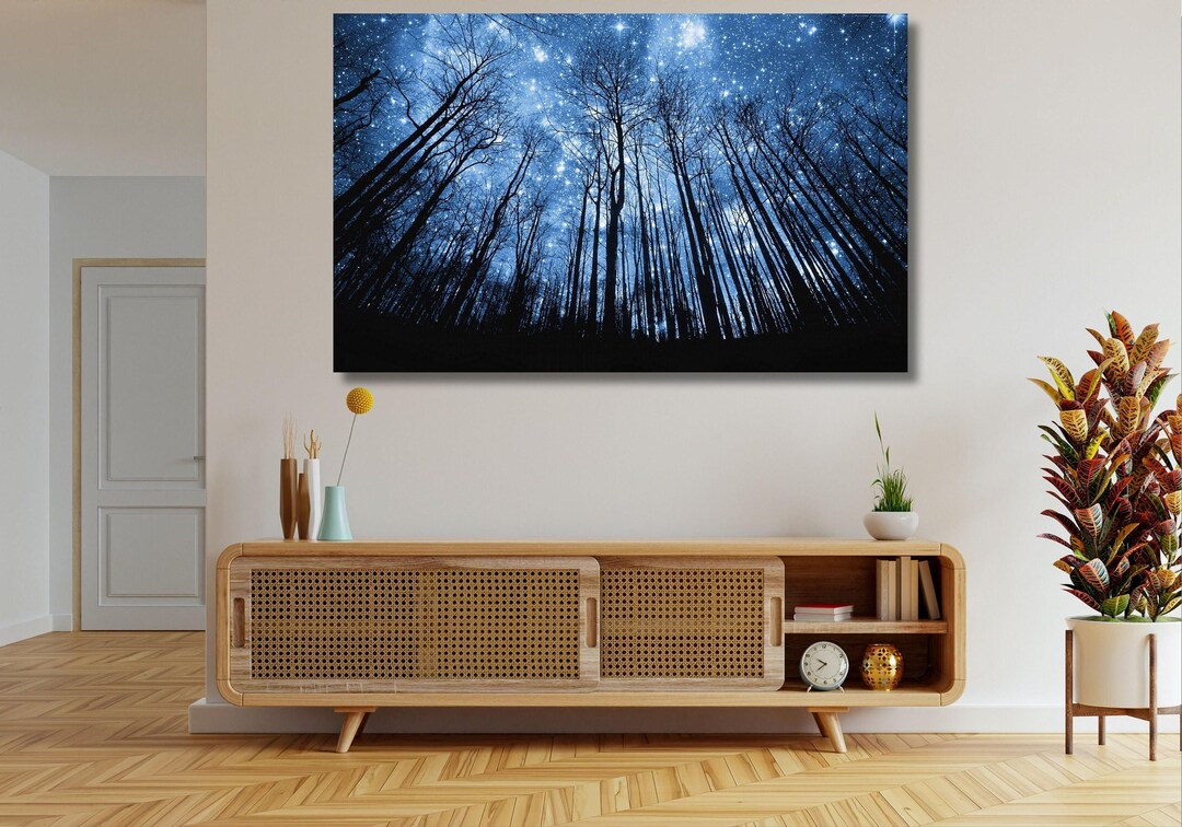 Starry Night Sky Canvas Print: Forest Landscape Wall Art - Etsy