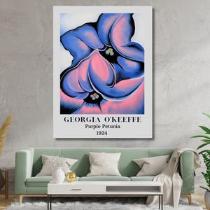 Georgia O&#39;keeffe Paintings Ready To Hang Canvas,Georgia O&#39;keeffe Flowers,Georgia O&#39;keeffe Wall Art,Georgia O&#39;keeffe Purple Petunia Poster