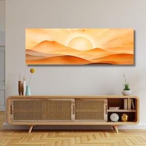 Panoramic Sunrise Wood Wall Art Above Bed Decor Canvas Wooden Long Sunshine Bedroom Wall hanging setting sun rising sun Christmas Gift Print
