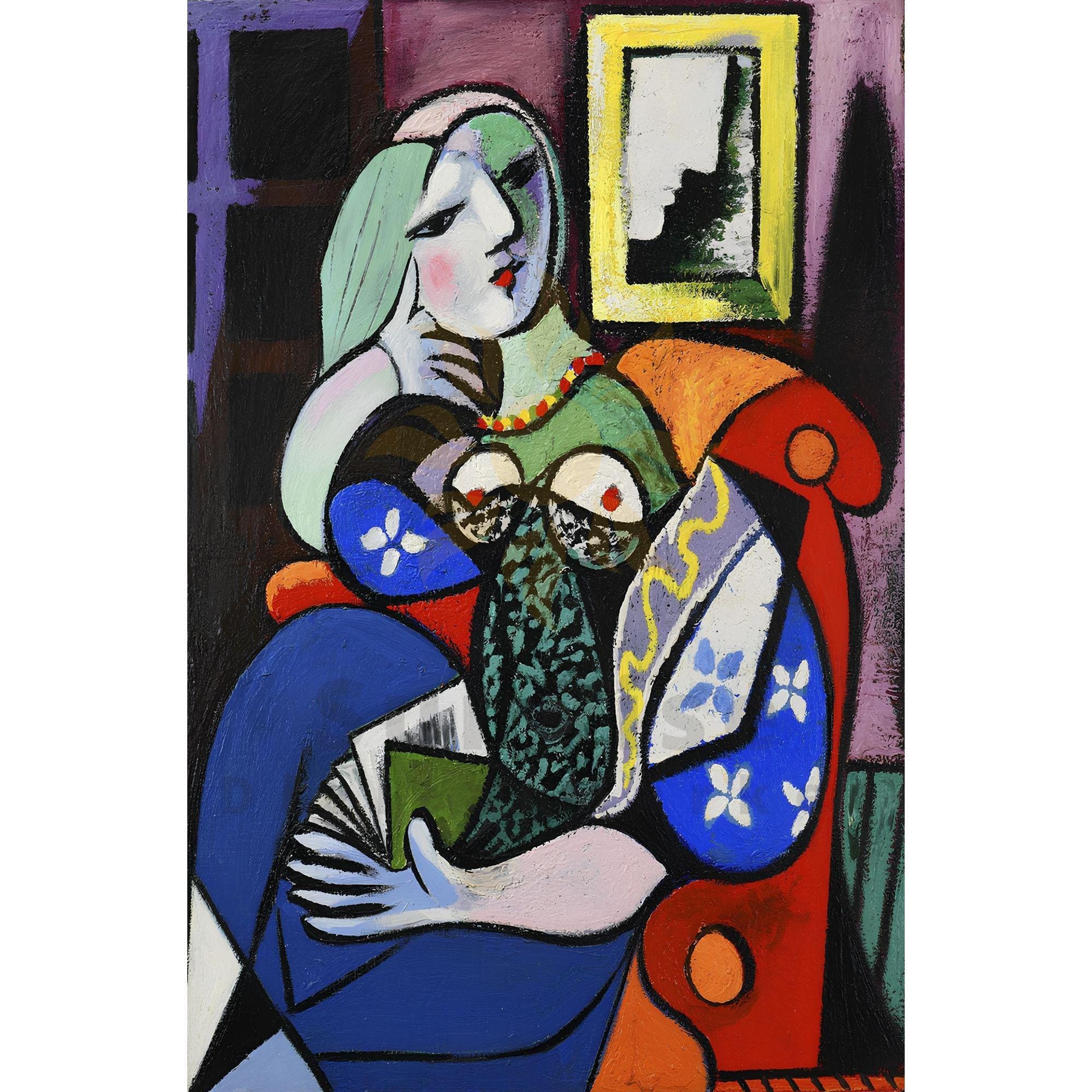 ピカソ 本を読む女 ポスター ヴィンテージ ポストモダン キュビズム アート Picasso woman with book - Etsy 日本