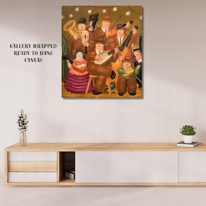 Fernando Botero, Los músicos, Lienzo enmarcado, Arte naíf