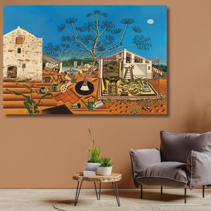 Joan Miro the Farm Print on Canvas Ready To Hang,Joan Miró Wall Art,Pastoral Art,Reproduction Canvas Home Decor,Joan Miró Farm Giclee Print