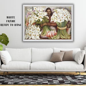 Diego Rivera Vendedora de Alcatraces Art Print, Diego Rivera Canvas Wall Art, Diego Rivera Poster , Flower Canvas Poster & Panel,Wall Decor