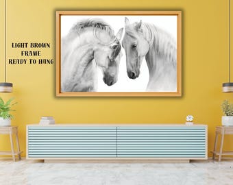 Black & White Horses Photography Print – Elegant Equestrian Wall Art