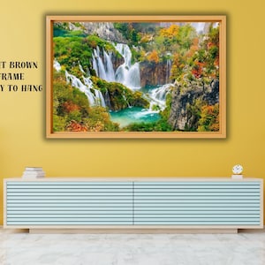 Canvas Painting Waterfall View Landscape Wall Art Nature Lake Posters Prints Art,Waterfall Poster,Waterfall Canvas Wall Art,Waterfall Print