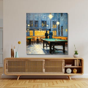 Imaginary Van Gogh Style Cafe Canvas Wall Art,The Billiards Player Canvas Wall Art,Game Room Decor,Game Poster,Gift For Friend,Billiards ART