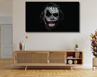 Heath Ledger Joker Canvas Art, Comic Book Decor, Ready To Hang