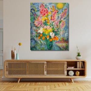 Marc Chagall Vase of Flowers Ready To Hang Canvas,Marc Chagall Art Exhibition Poster,Museum Art,Exhibition Poster,Chagall Expressionism Art