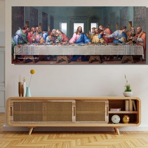 Last Supper Ready To Hang Canvas, Colorful The Last Supper Poster,Leonardo Da Vinci Last Supper,Jesus Christ Last Supper Canvas Poster Print