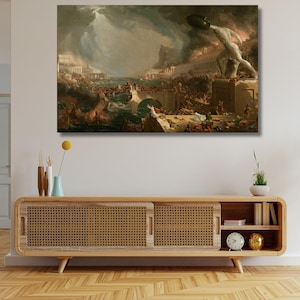 The Course of Empire 1836 Canvas Print, Thomas Cole Art, Huge Canvas Wall Art, The Course of Empire Destruction Art, Thomas Cole Wall Art