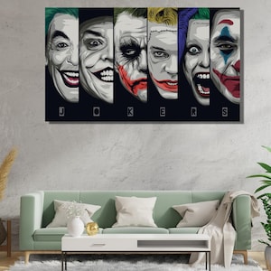 All Joker Ready To Hang Canvas,Joker Wall Art,Joker Portrait,Comic Poster,Poker Wall Decor,Dinning Room Decor,Joker Poster,Gangster Wall Art