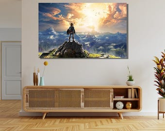 Zelda Breath of the Wild Canvas, Gamer Wall Art, Kids Room Decor