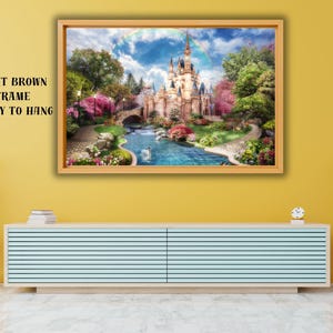 Princess Castle Canvas Poster, Fairy Tale Art, Anime Princess Print, Cinderella Wall Art, Girls Room Decor, Birthday Gift, Gift for Girls