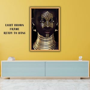Gold African Women Canvas, Black And Gold Wall Art Gold Girl Canvas,Modern Large Wall Art,Office Decor,Woman Art Print,Beautiful Wall Decor