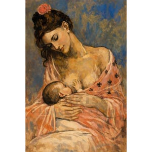 Picasso art canvas poster,Mother and child canvas print,Modern abstract art,Maternal love artwork,Family home decor,Mother's Day gift