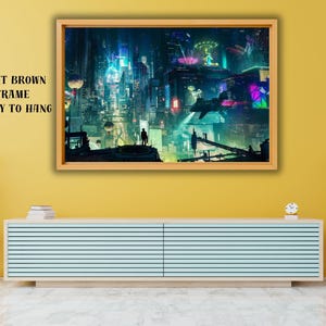Cyberpunk City Different Options Cyberpunk City Canvas Wall Art Poster, Neo Futuristic Wall Art, Rolled Canvas Print, Game Poster Gift ART