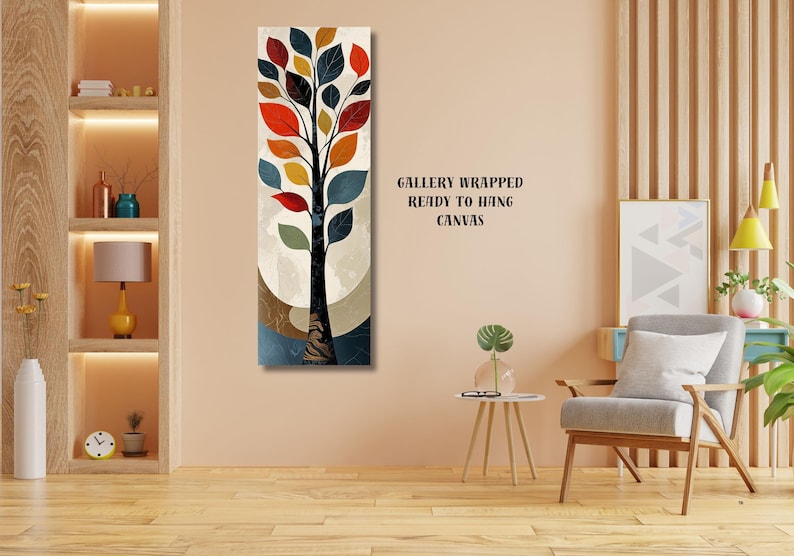 Vertical Abstract Tree Canvas Art, Modern Hallway Decor - Etsy UK