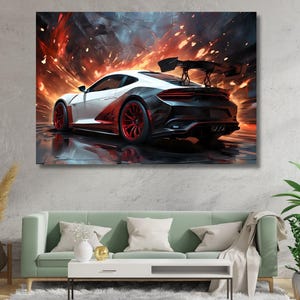 Porsche Neo Effekt Leinwand Kunst, Sport Auto Druck, Porsche Fan Geschenk