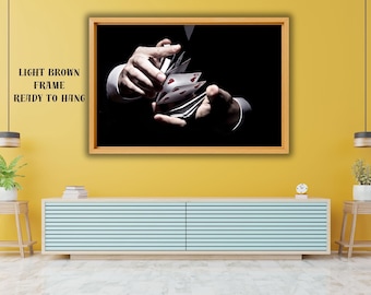 Shuffling Cards Canvas Art, Magician Print, Playing Cards Decor