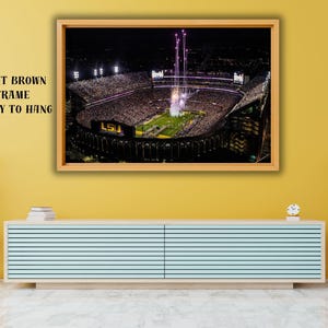 LSU Tigers Stadium Canvas Wall Art,Panoramic View of LSU Tigers Stadium,Gift for Sport Fans,Tigers Stadium Poster,Game Room Decor,Gift LSU