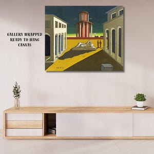 Piazza d&#39;Italia Giorgio de Chirico 1964 Ready to Hang Canvas Wall Art , Giorgio De Chirico Poster , Cubism Poster , Home Decoration Print