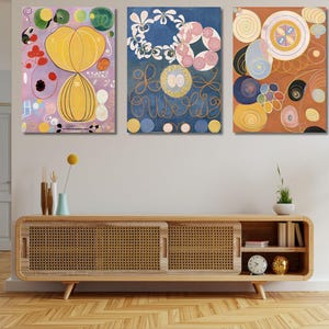 Set of 3 Hilma af Klint Wall Art, Hilma af Klint Exhibition Canvas Print, Hilma af Klint Giclee Wall Decor, Hilma af Klint Poster, Hilma art