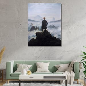 Wanderer Above the Sea of Fog Poster Ready To Hang Canvas,Caspar David Friedrich Canvas Wall Art,Caspar David Printed,Caspar David Friedrich