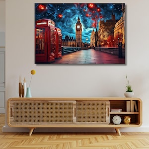 Doctor Who Tardis Box London Canvas Wall Art,London Big Ben Telephone Box Doctor Who Gifts Doctor Who Tardis Canvas Wall Art Decor Home Gift